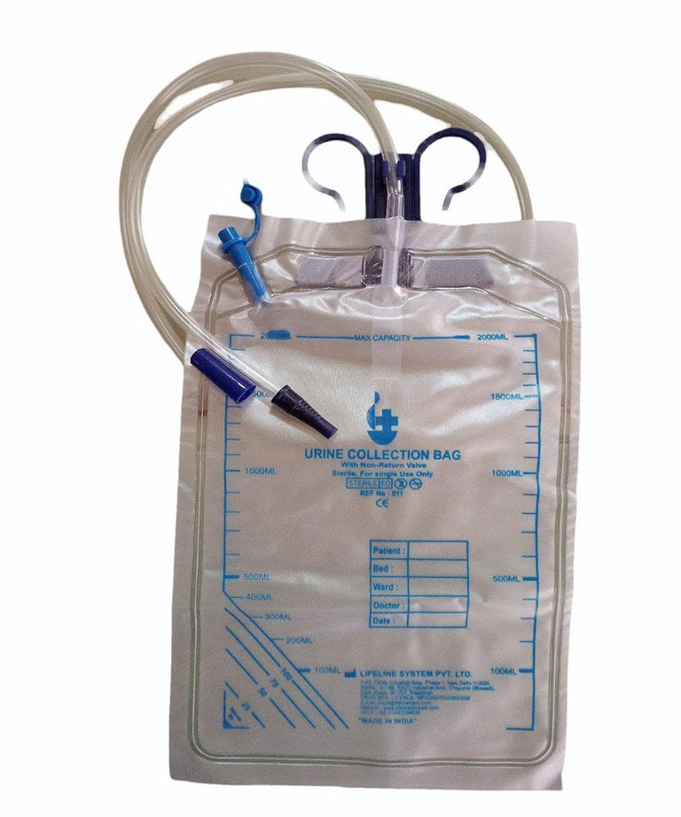 LIFELINE Disposable Urine Bags, 2000ml/ 2L, Super Absorbent, Ziplock Seal (PACK OF 5)