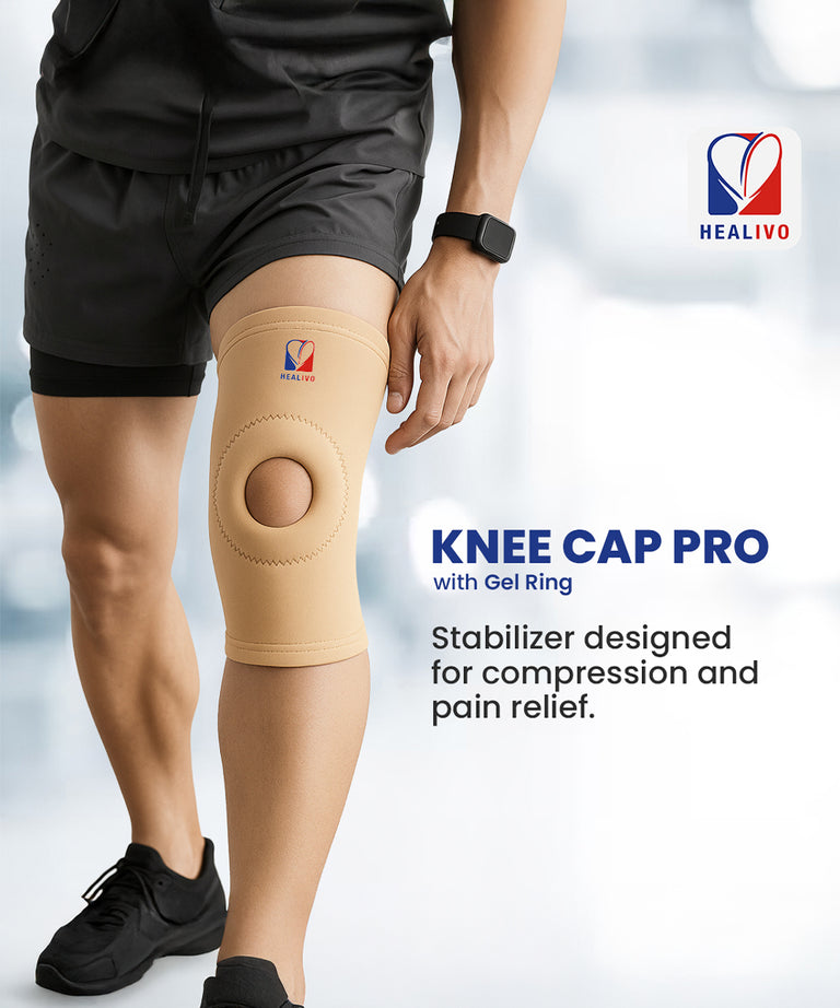 Knee Cap Open Patella with Gel Ring for Pain Relief, Knee Support, Gym, Sports & Workout, Compression for Exercise, Running, Cycling for Men and Women (S)