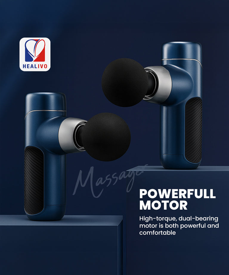 Gun Massager M1, Deep Tissue Pain Relief Device With 4 Massage Heads, Dual Bearing Motor, 2000mAh Battery, 12mm Amplitude for Muscle Recovery for Men and Women - Gym, Home and Office
