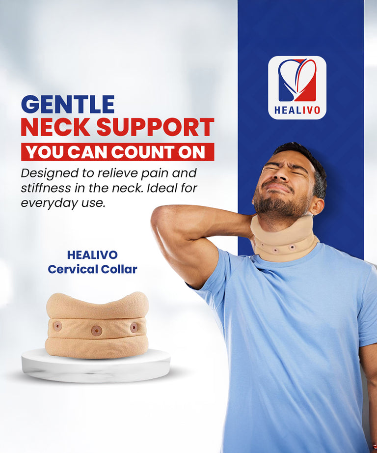HEALIVO Cervical Collar, for Neck Support & Pain Relief | for Post-Surgery, Injury & Arthritis | Soft Foam, Comfortable & Durable for Men & Women