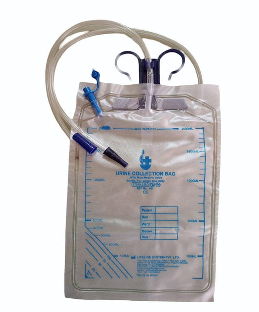 LIFELINE Disposable Urine Bags, 2000ml/ 2L, Super Absorbent, Ziplock Seal (PACK OF 5)