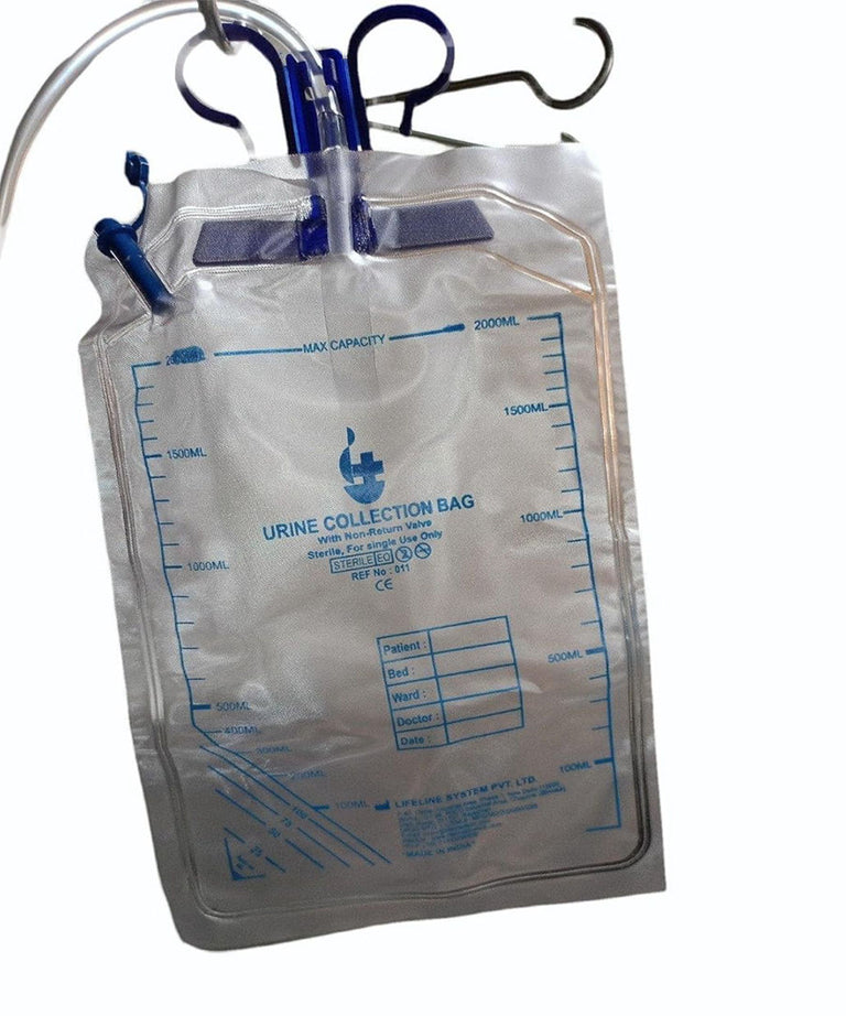 LIFELINE Disposable Urine Bags, 2000ml/ 2L, Super Absorbent, Ziplock Seal (PACK OF 5)