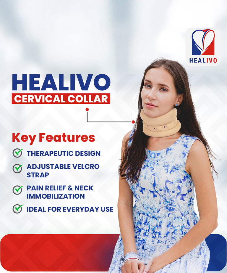 HEALIVO Cervical Collar, for Neck Support & Pain Relief | for Post-Surgery, Injury & Arthritis | Soft Foam, Comfortable & Durable for Men & Women