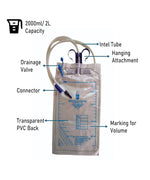 LIFELINE Disposable Urine Bags, 2000ml/ 2L, Super Absorbent, Ziplock Seal (PACK OF 5)