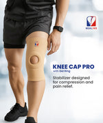Knee Cap Open Patella with Gel Ring for Pain Relief, Knee Support, Gym, Sports & Workout, Compression for Exercise, Running, Cycling for Men and Women (S)