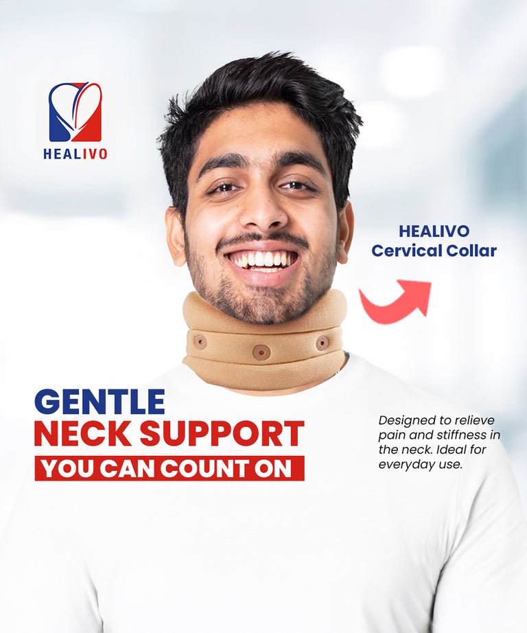 HEALIVO Cervical Collar, for Neck Support & Pain Relief | for Post-Surgery, Injury & Arthritis | Soft Foam, Comfortable & Durable for Men & Women